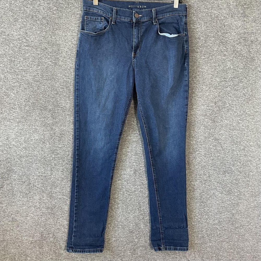 Mott & Bow Jeans Womens 31x32 Blue Medium Wash‎ Boyfriend Relaxed Stretch Denim